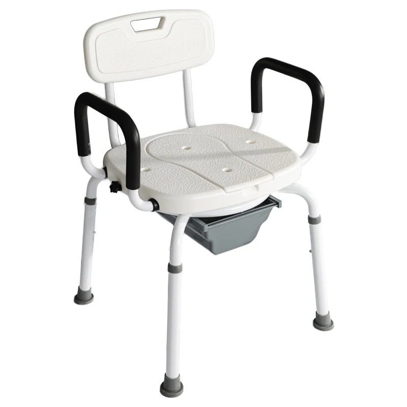 Adjustable Height Elderly Shower Seat 360 ° Rotatable Shower Chair Toilet Chairs Portable Bath Seat with Armrests and Backrest