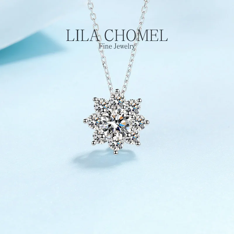 

Luxury Platinum PT950 Certified 1/2ct Moissanite Pendant for Women Wedding Sparkling Sunflower Necklace White Gold to girlfriend