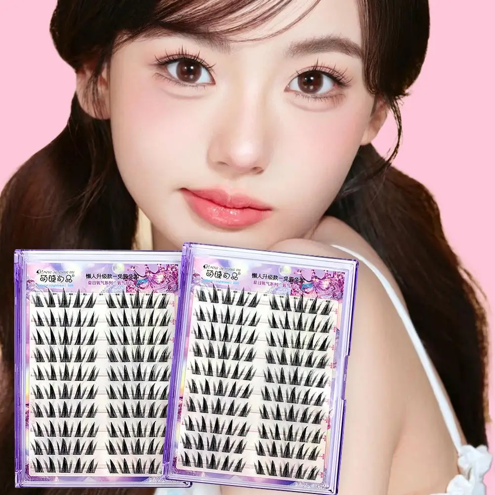 Glue-Free False Eyelashes False Eyelashes 5D Fluffy Application Easy Eye Anime Thick Lash Natural Curling H8V9