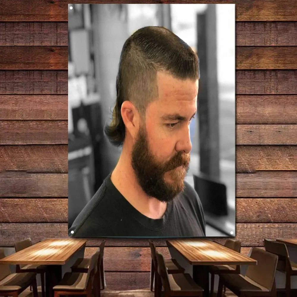 Hairstyling Posters & Prints Printing Flat top mullet haircut Flag Wall Charts Barber Shop Wall Art Banner Indoor Decor Tapestry