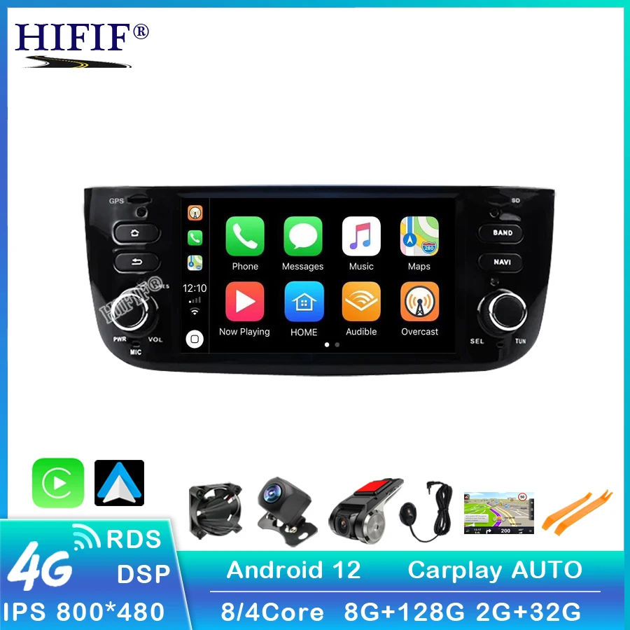 Android 13 Car Stereo Radio Multimedia For Fiat Linea Punto evo 2012-2015 Video Player 2Din Navigation GPS Carplay