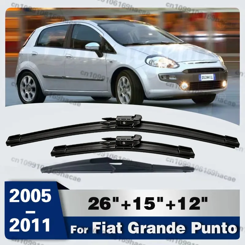 Escobillas Limpiaparabrisas Delanteras y Traseras para Fiat Grande Punto 2005-2011, Parabrisas para FIAT Punto Evo 2009-2013, 26"+15"+12", Accesorios