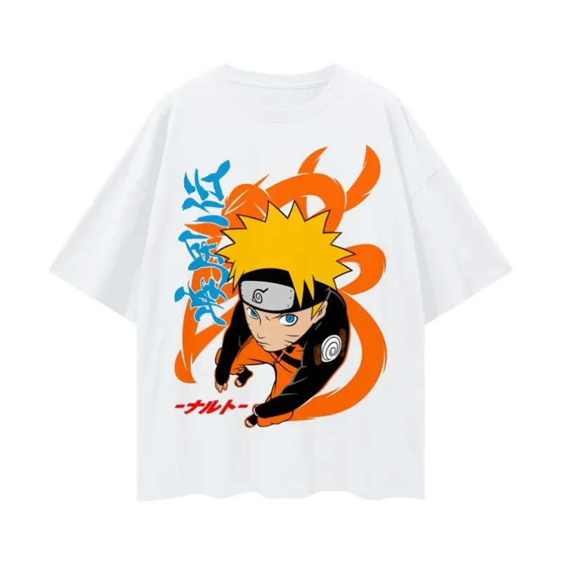 Naruto Uzumaki Anime T-Shirt, japanisches Manga-Freizeit-Baumwoll-Streetwear-T-Shirt für Fans, Sommer-Baumwoll-T-Shirts für Erwachsene und Kinder
