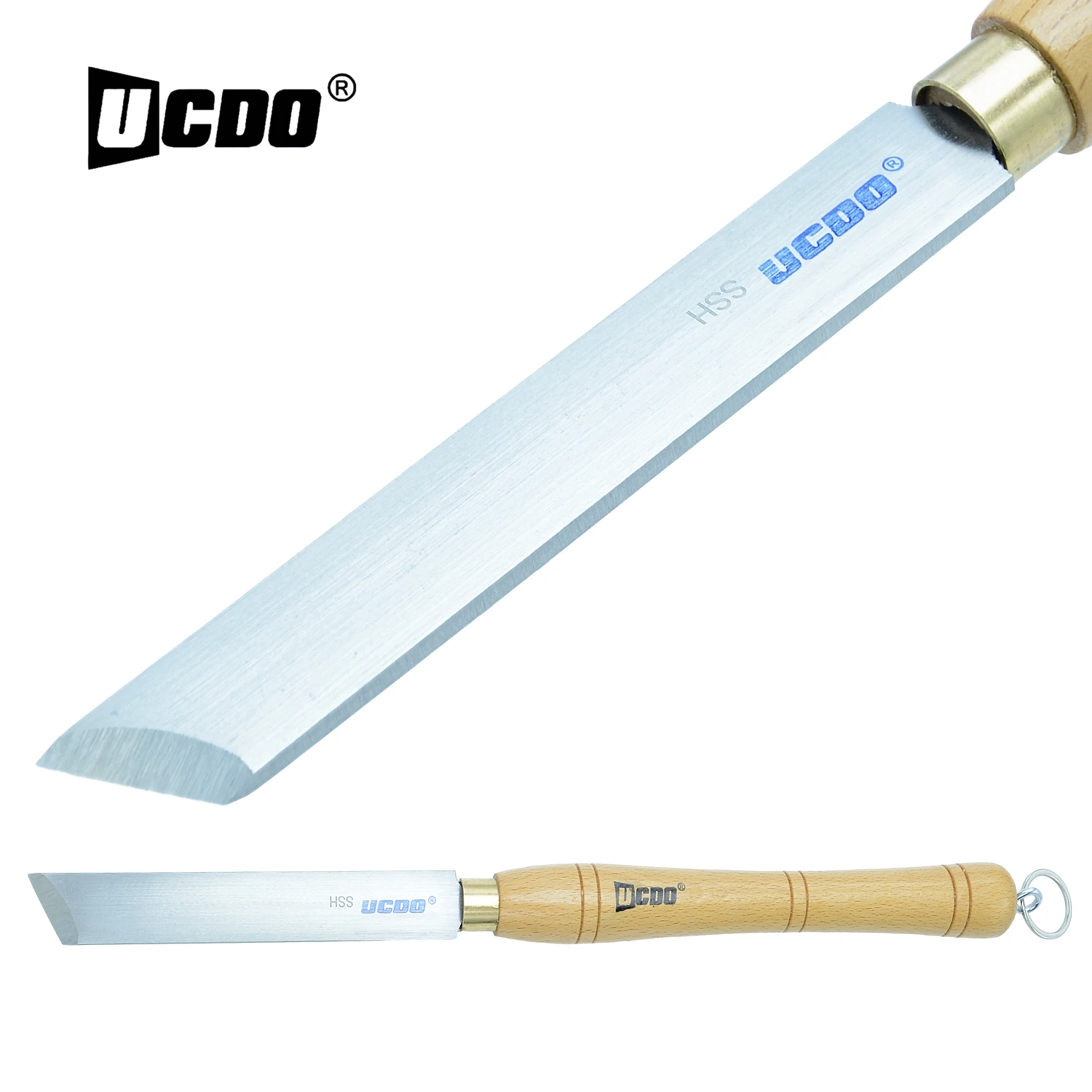 

UCDO HSS 26mm Woodturning Big Oval Skew Chisel Lathe Gouge Knife Solid Wood Handle With Hanging Rings Woodworking DIY