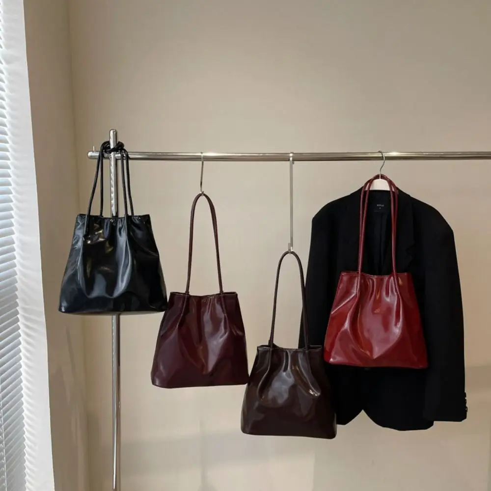 

Fashion Retro Solid Color Shoulder Bag Large Capacity Casual PU Leather Armpit Bag Luxury French Style Women's Handbag Lady