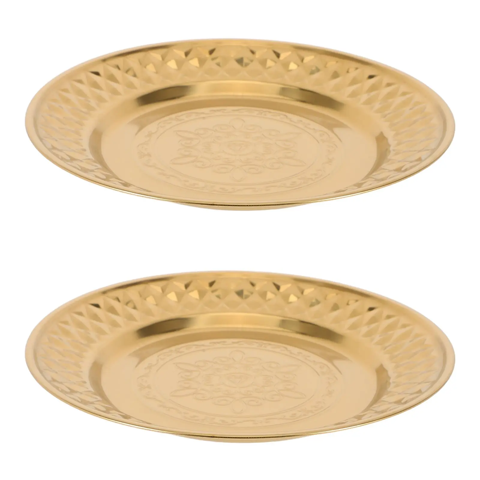 

2PCS Dessert Plates Stainless Steel Vintage Round Tray Mini Trays for Appetizer Cake St Metal Dinner Dishes Serving Plates
