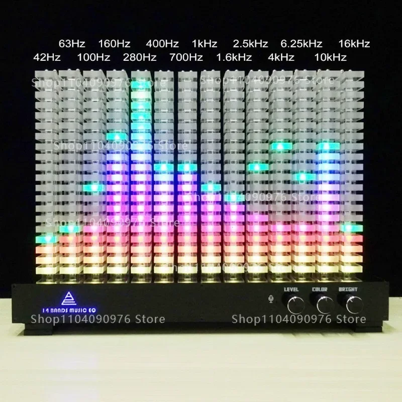 14 Band Audio Spectrum Analyzer Kit LED Music Level Indicator with Colorful Rhythm Light Display