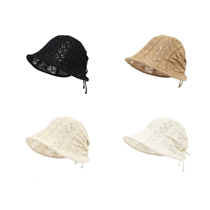 Korean Irregular Brim Hollow Woven Bucket Hat for Women Lightweight Spring & Summer Sun Protection Fisherman Hat