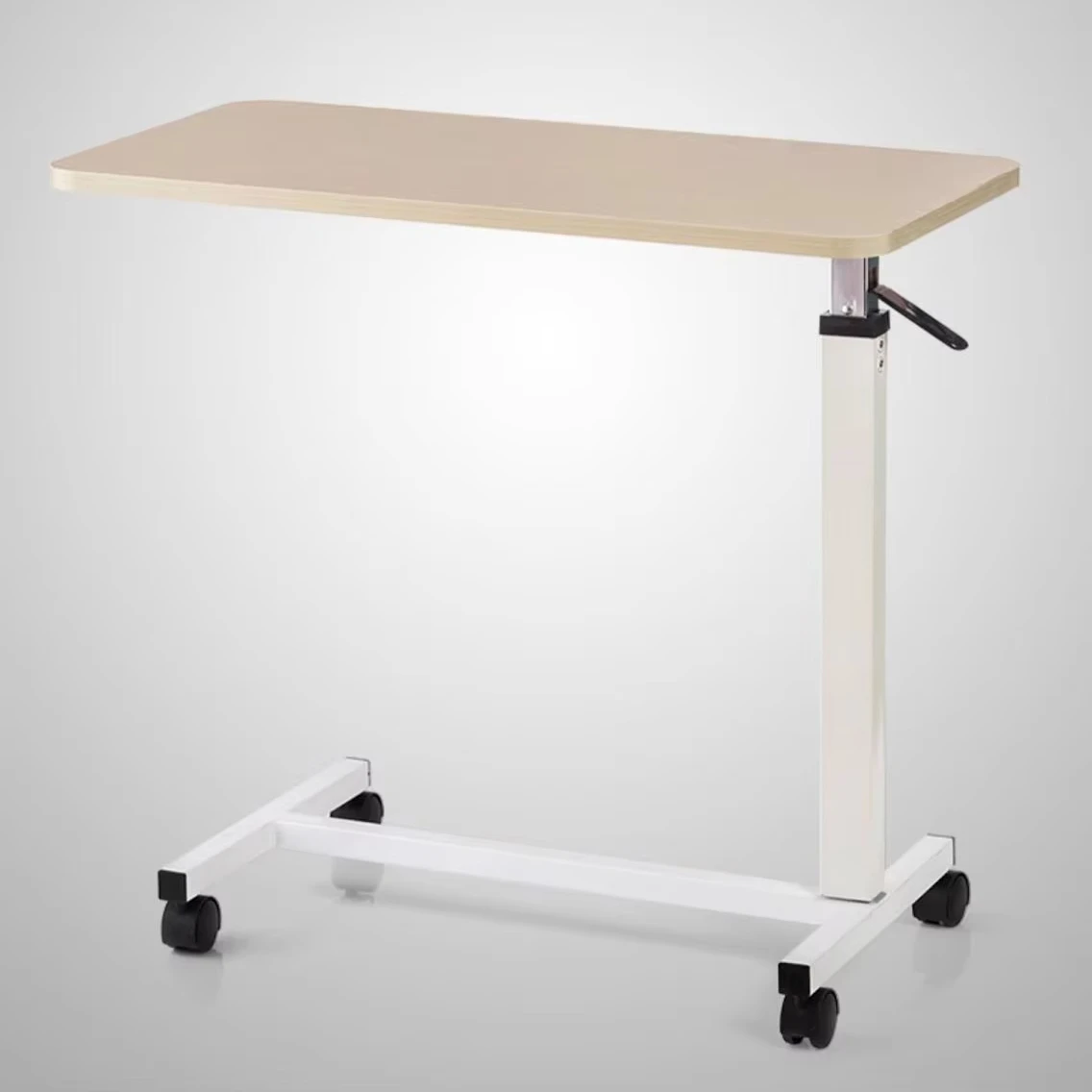 

Oak Mobile Dining Table for Home & Hospital Use Rehab Bed Patient Care Raised & Lowered OEM Available
