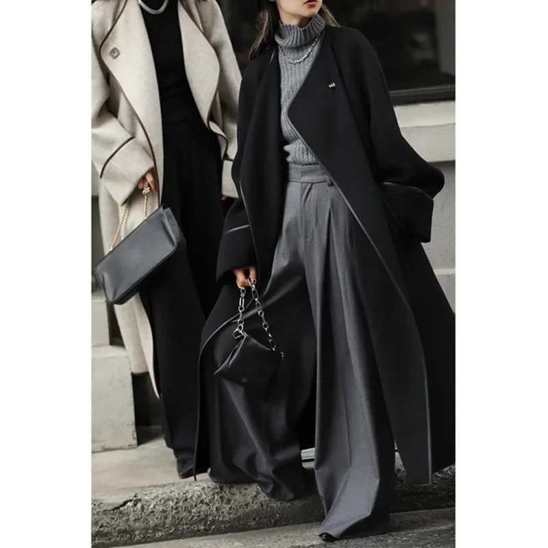 2024 Autumn and Winter Women's Versatile Cool and Bold Style Slimming and Leg Slimming Long Trousers Wide Leg Casual Pants