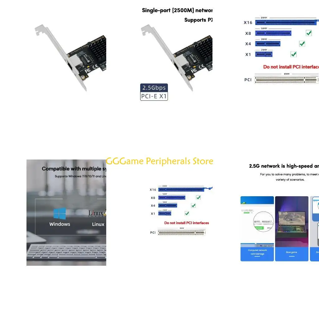 

U55B Rj45 Port PCIE to 2.5Gb Ethernet NetworkHub 2.5G NetworkCard High Speed