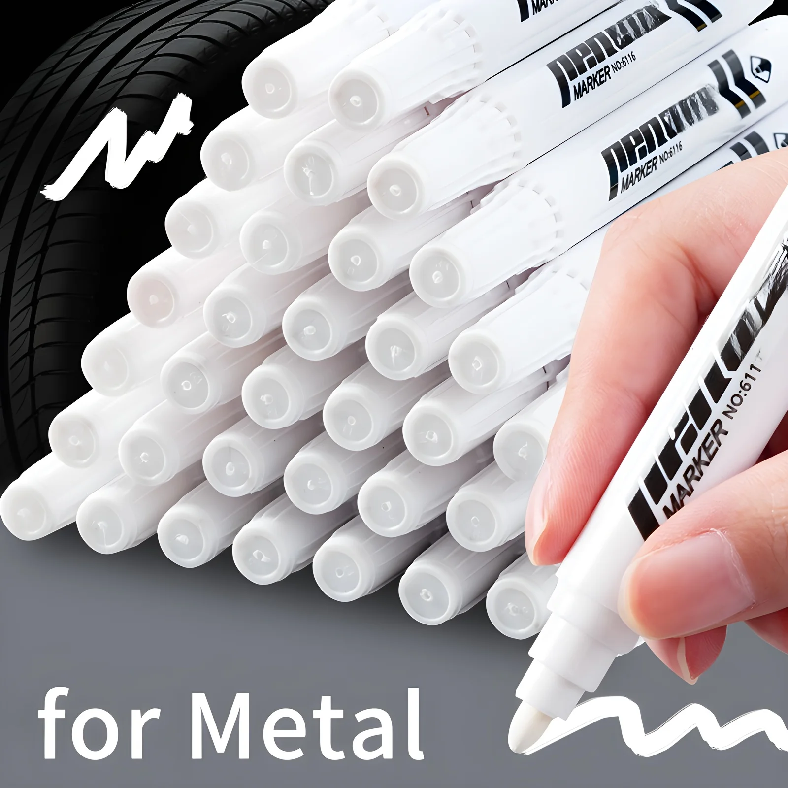 1/12Pcs Oily White Marker Pen Graffiti Pens Waterproof Permanent Gel Pencil Tire Painting Notebook Tyre Tread Environmental Pen