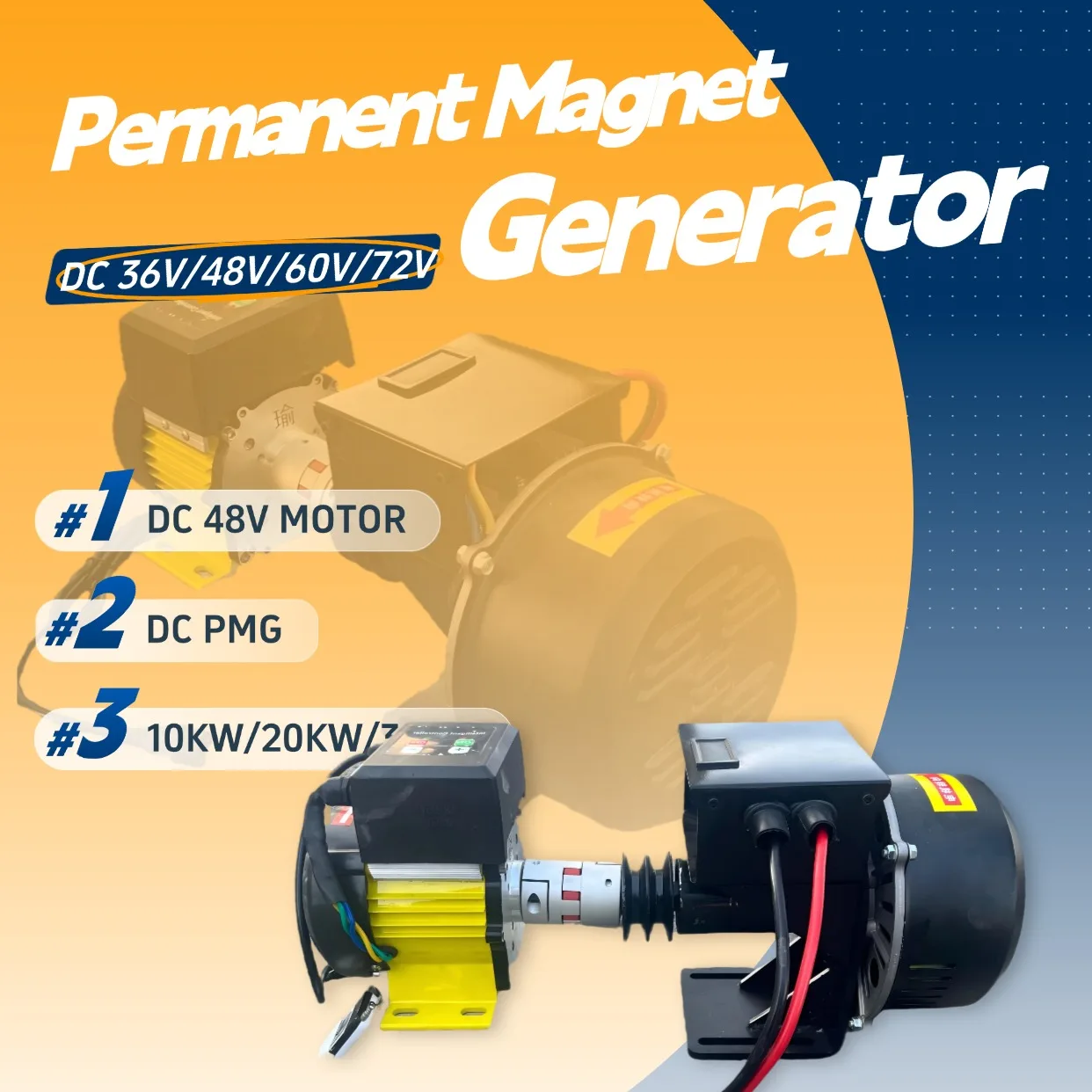 

36V 48V 60V 72V Ship DC Generator 10KW 20KW DC Storage Battery Charging Permanent Magnet Power Generator Belt Pulley