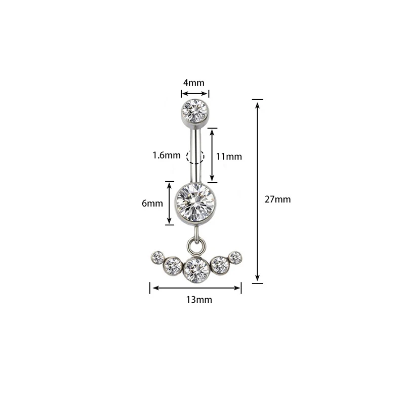 1PC 14G Piercing Belly Button Ring G23 Titanium Internal Thread Opal Zircon Pendant Navel Rings Nombril Ombligo Piercing Jewelry