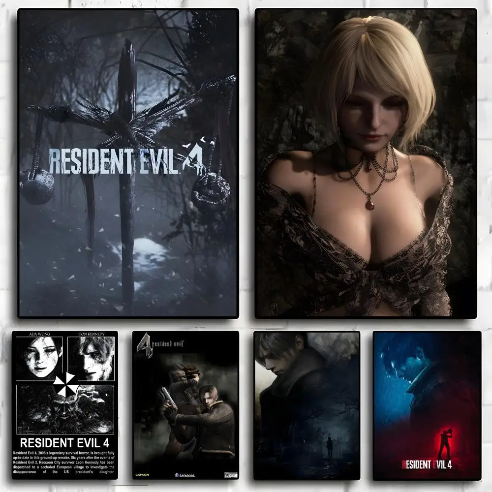 Resident Evil 4 Game Painting Calligraphy Exhibition poster photo oil painting canvas synthetic fiber for living dining room