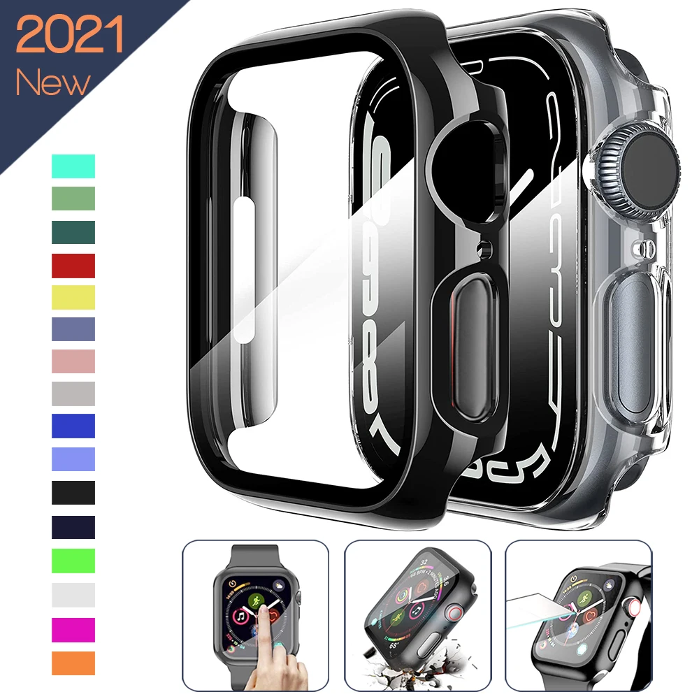 Case For Apple Watch Series 7 41mm 45mm Cover PC Protection Shell For iWatch Series 6 5 4 3 38mm 42mm Bumper Edge Case No Screen