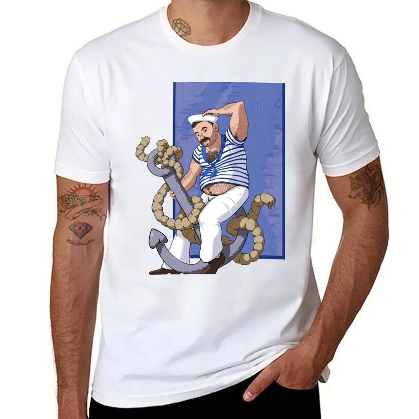 

Cheeky Sailor with Anchor T-Shirt printed t shirts for man t shirts for man pack cotton T-Shirt