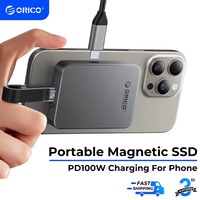 ORICO 1TB Magnetic SSD, PD100W Charging, 4K ProRes HDR, 1000MB/s USB 3.2, Portable External Drive for iPhone 16/15, Laptops