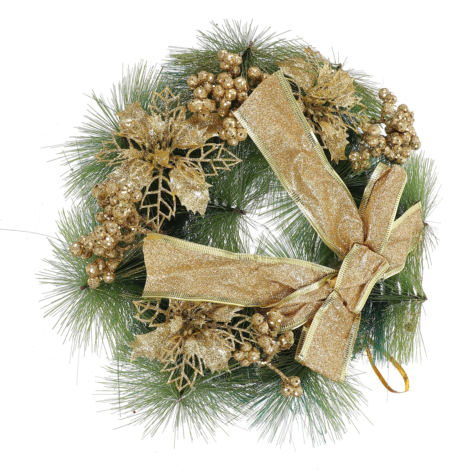 

Golden Wreath Ornament Party Pine Needle Christmas Simulation Xmas Hanging Decor Garland Home