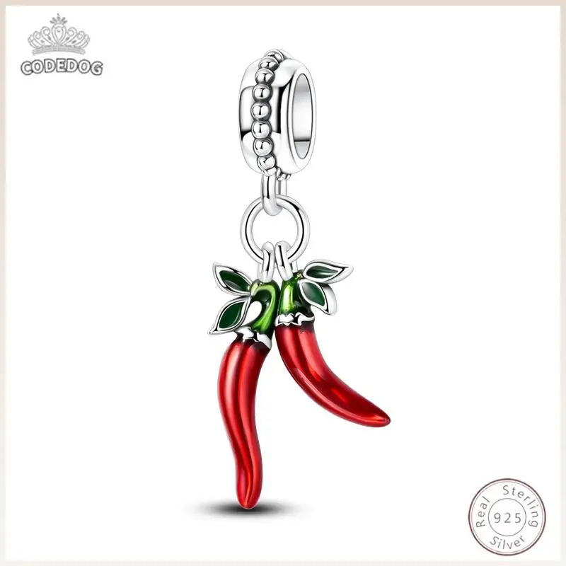 

Charm Beads Chili S925 Silver Pendant 3mm DIY Party Christmas Fine Jewelry Making Gift