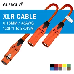 Cable divisor XLR MIC Y, XLR hembra de 3 pines a doble XLR macho/hembra, convertidor de micrófono, Cable de extensión adaptador de Audio equilibrado