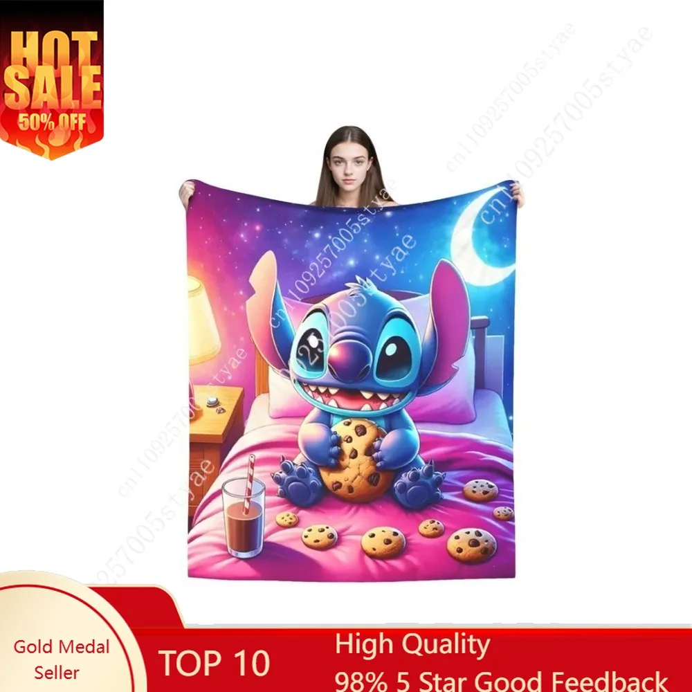 

Stitch Blankets Disney Cartoon Plush Blanket Soft Indoor Decoration Child Holiday Party Boy Girl Gifts Warm Custom Quilt
