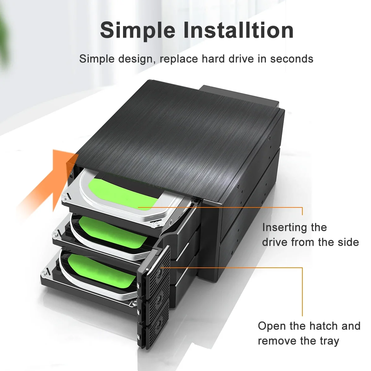 MAIWO 3/5 Bay 3,5 inch SAS/SATA HDD-behuizing Optische schijf Harde schijfbehuizing 5,25 tot 3,5 inch extractiebak Desktopcomputerbox