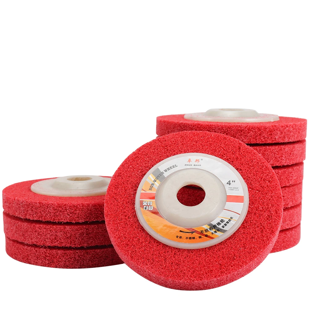 2 stücke 100mm Nylon Faser Rad Schleifen Pad Winkel Grinder Vlies Schleif Disc Für Metalle Holz Handwerk Polieren Cheaning – Detail 13