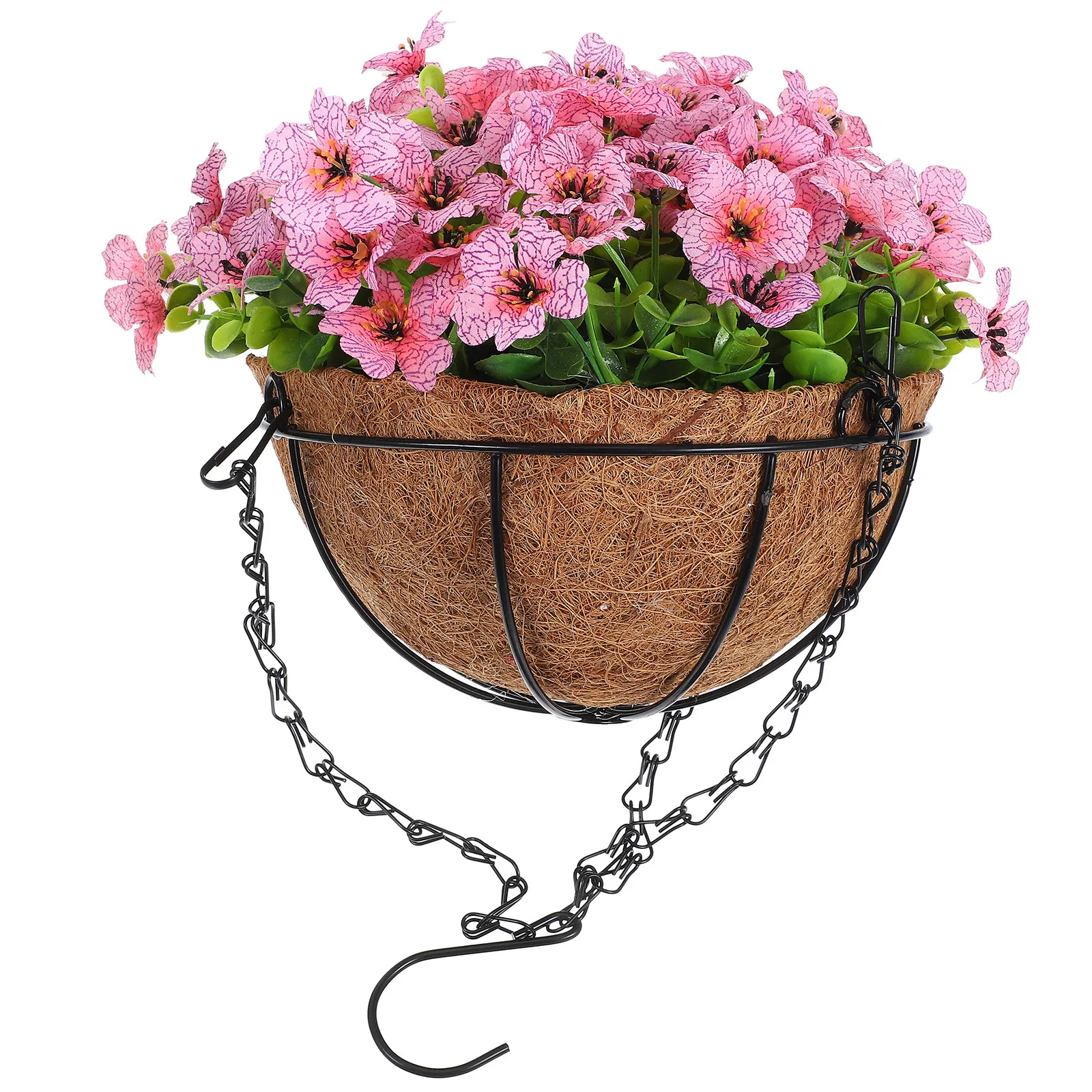 Hanging Flower Basket Coconut Liner Artificial Flowers Decoration Home Office Garden Yard Plant Hanging Planter Outdoor Indoor