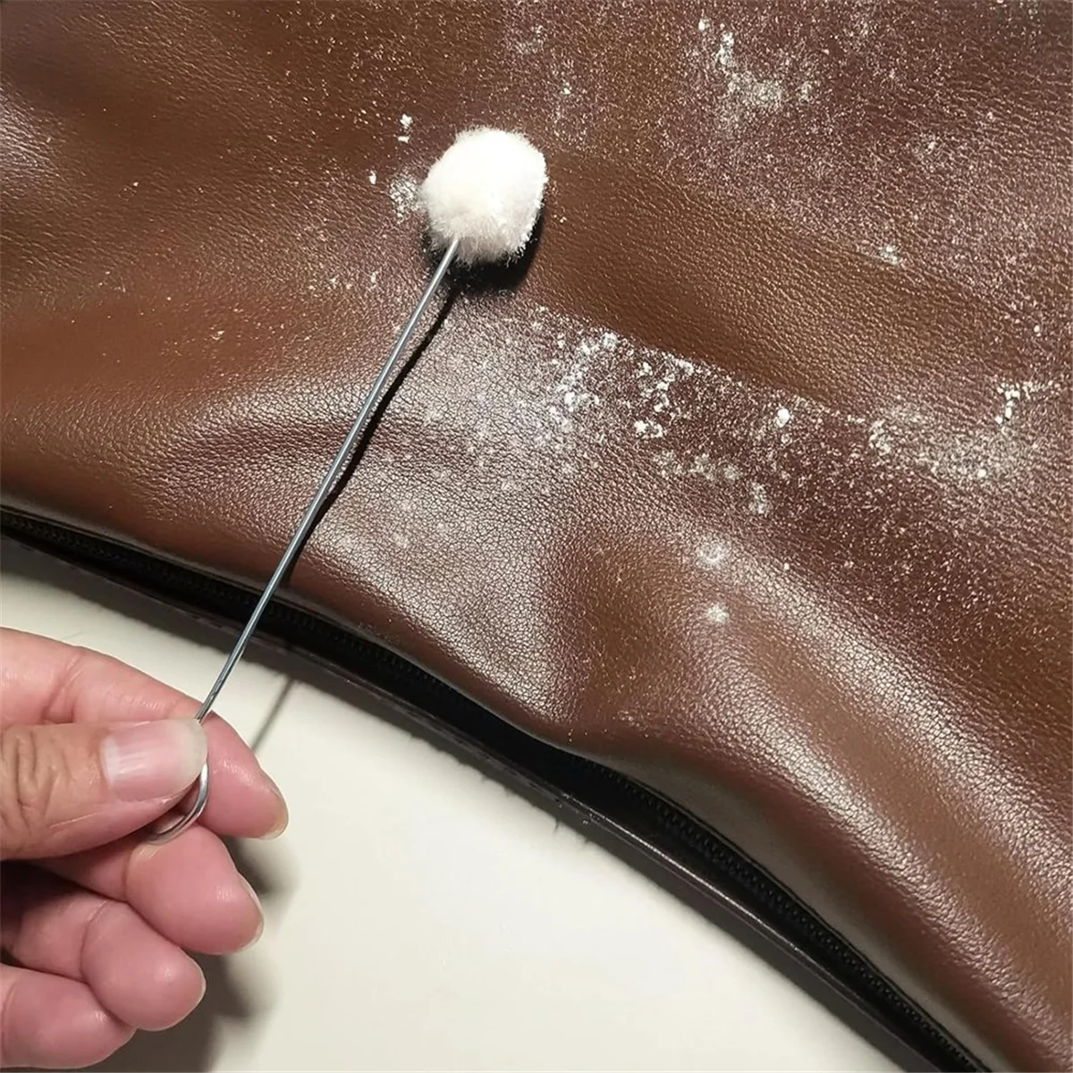 Y31A 200개 울 다우버, 가죽 염색용 울 볼 브러쉬, 금속 손잡이 포함, 가죽 공예 DIY 프로젝트용