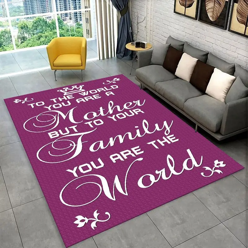Gift Thanks To My Mom Mother Letter Present Large Area Rug Non-slip Carpet for Bedroom Living Room Sofa Home Decor Floor Mat