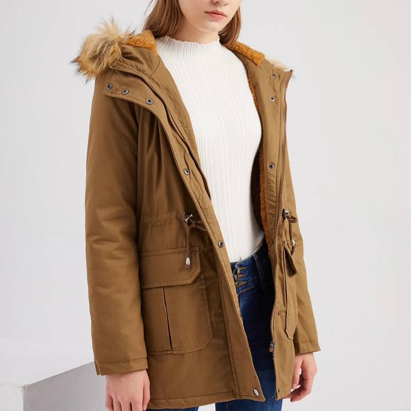 Fleece Lined Hooded Padded Jacket With Faux Fur Collar Winter Outdoor Travel Commute Plus Size Soft New Trendy Fad Hot Jackets