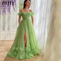 JEHETH Customized A-Line Long Prom Dresses Strapless Off Shoulder Formal Occasion Dresses Sweep Train Party Gowns Customized