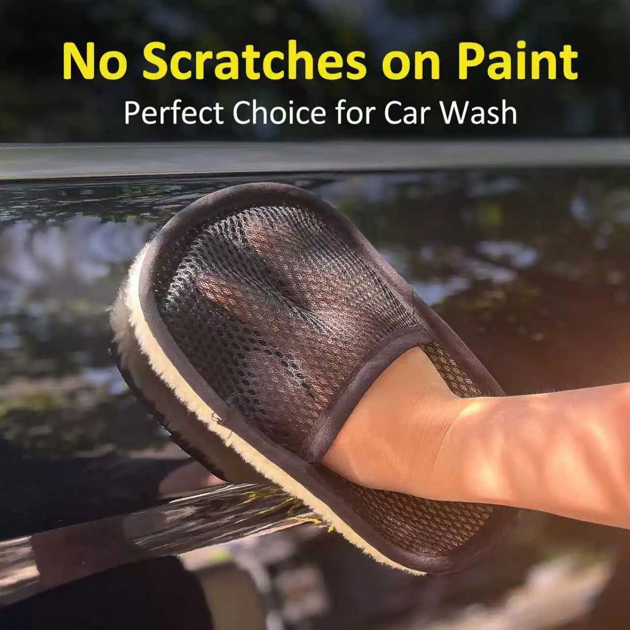 BEAR FORCE Premium Faux Wool Wash Mitt – Ultra-Soft, Breathable Car Detailing Glove for Non-Scratches Washing & Polishing