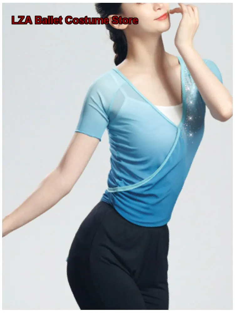 Women's Adult Classical Practice Leotard Gauze Dress Basic Training Dance Body Suit Art Exam Teacher Slimming Performance