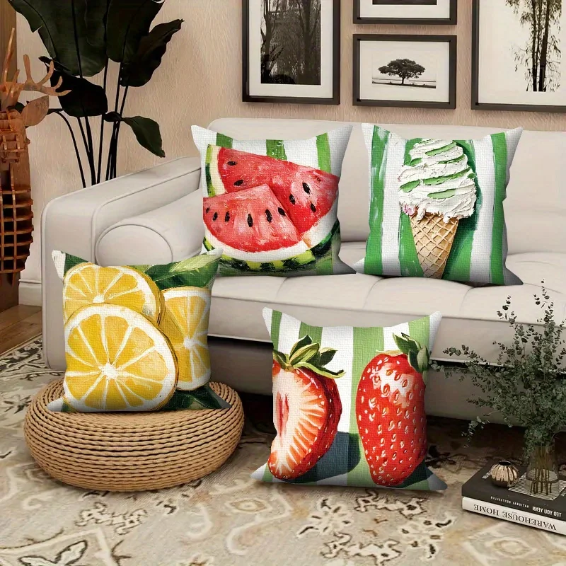 Fruit and Ice Cream Theme digital printing pillow cover Short plush Suitable living rooms bedrooms sofas throw cushion cover