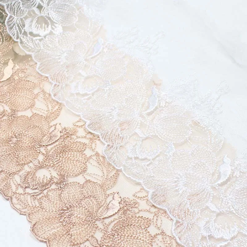 

44 ярда нейлонового тюля с цветочной вышивкой, кружевная тесьма, белая кружевная ткань для женских платьев и нижнего белья