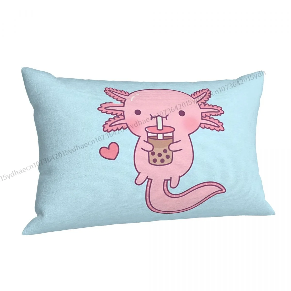 Cute Axolotl Drinking Bubble Tea Polyester Pillowcase Home Decorative Soft Pillow Cover Pillowcase