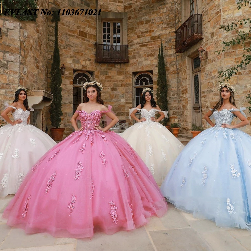 EVLAST-Robe de Quinceanera rose vif personnalisée, robe de Rh, corset perlé en dentelle appliquée, robe mexicaine Sweet 16, robe éducative de 15 ans, SQ520