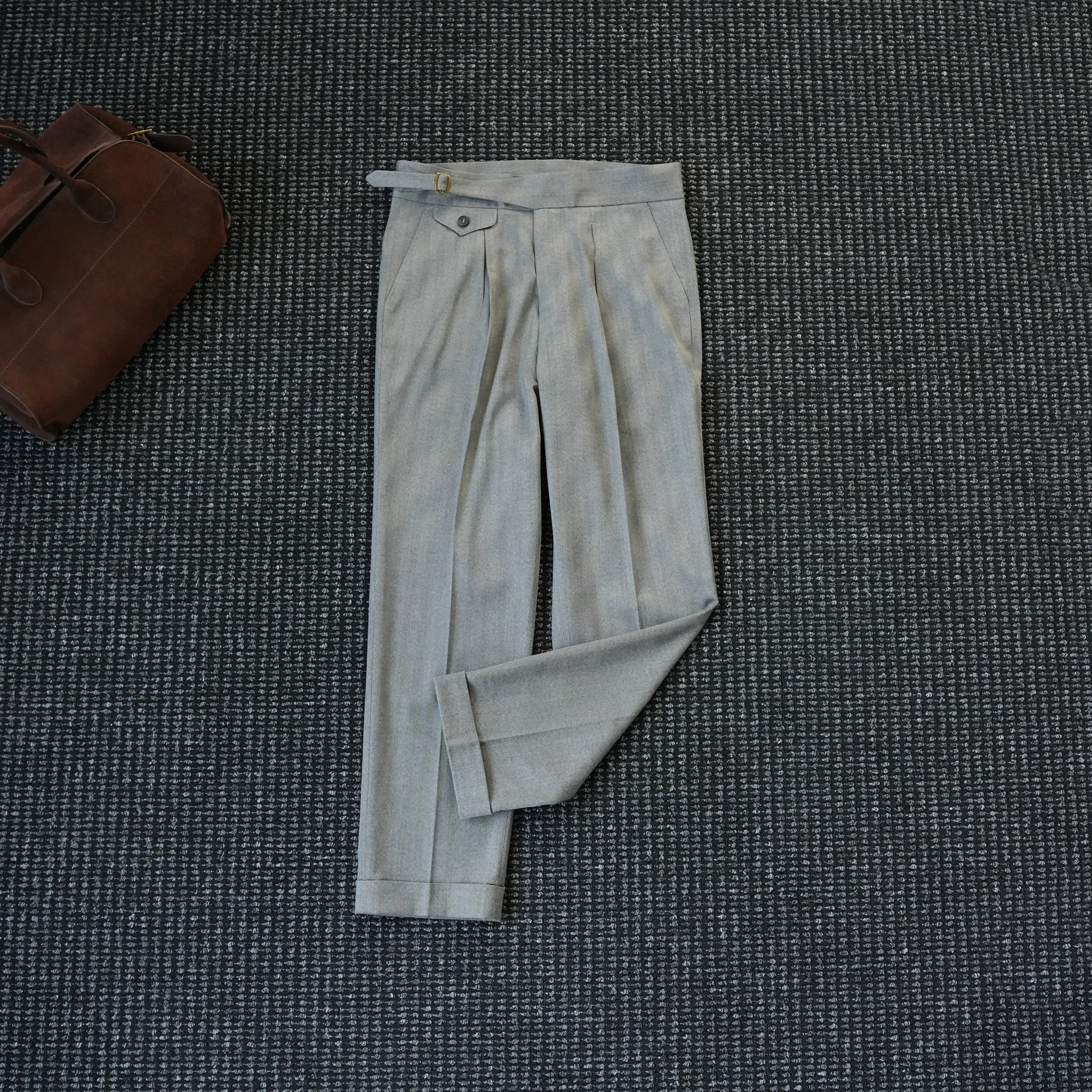Herringbone pattern small straight pants men's gentleman elegant business ruffian handsome pants