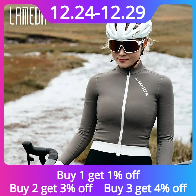 Lameda Bicycle Jersey Road Bike Clothes Winter Cycling Jersey For Womenthermal Fleece Biking Clothing With Pockets Full Zip