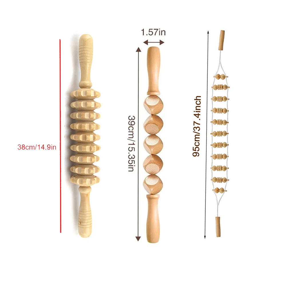 BOTQTOW-Wood Therapy Massage Tool Set, drenagem linfática, massageador de madeira para anti-celulite, totalmente escultura corporal, 3 em 1