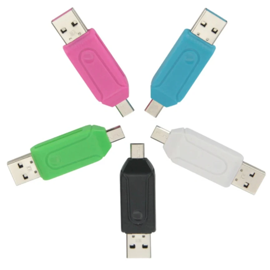 500 pz Portatile 2 in 1 Lettore di Schede USB OTG Ad Alta Velocità Universale Micro Usb TF Lettore di Schede SD Adattatore per Computer PC Telefono