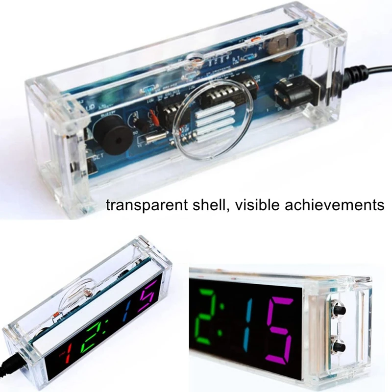 Colorful Digital Clock Electronic Kit DIY Parts Component Set Electronic Clock Welding Making Experiment Kit Durable Easy To Use