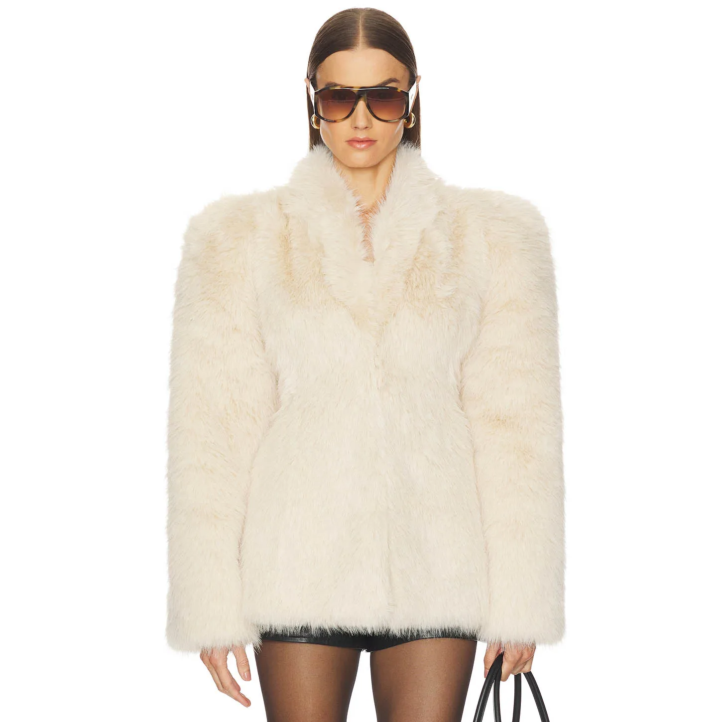 RU 2026 Women Faux Fur Coat Slim Plush Jacket Suitable For Autumn Winter Elegant Club Street Fashion Outfits