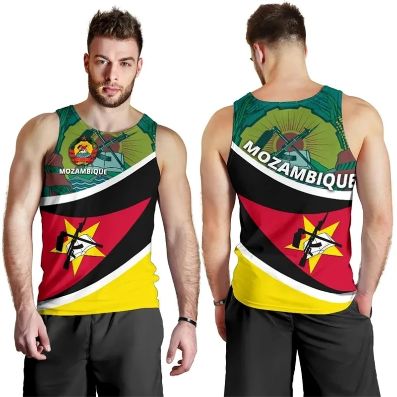 

Mozambique Flag Map 3D Print Tank Top For Men Clothes Casual Hawaiian Vest National Emblem Waistcoat Africa Jersey Dashiki Tops