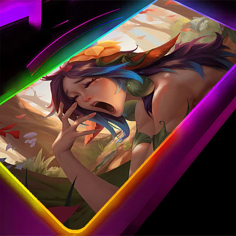 

RGB светодиодный коврик для мыши, резиновый удлиненный коврик для ноутбука, настольный коврик для мыши, игровой коврик для мыши, аксессуары для ПК, коврик для клавиатуры L-league of Legends Lillia