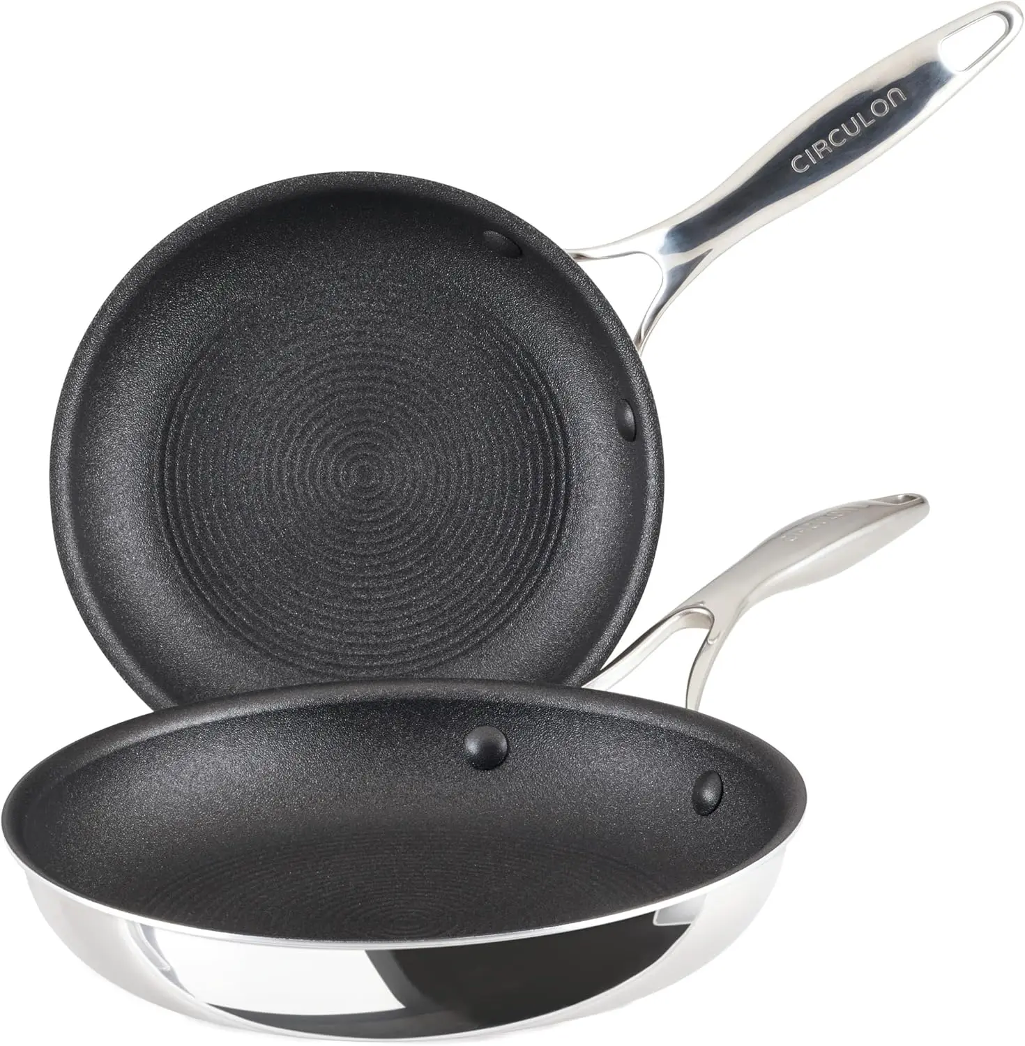 

C1 Series Clad Stainless Steel with ScratchDefense Technology Cookware Nonstick Induction Frying Pans/Skillets, Metal Utensil Sa
