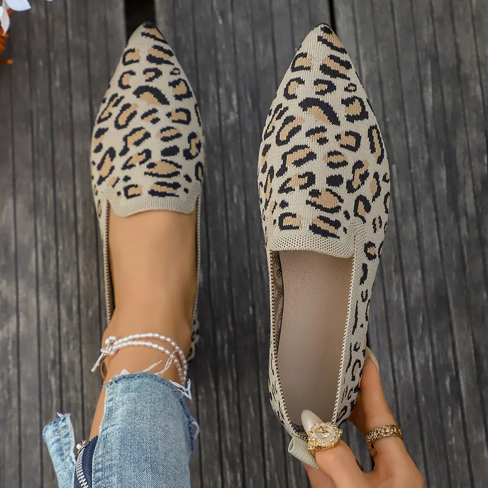 Pointed Toe Flats Womens Shoes Comfort Womans Shoes Fashions Leopard Shoes Zapato Mujer Casual Sapatos Feminino Zapatillas