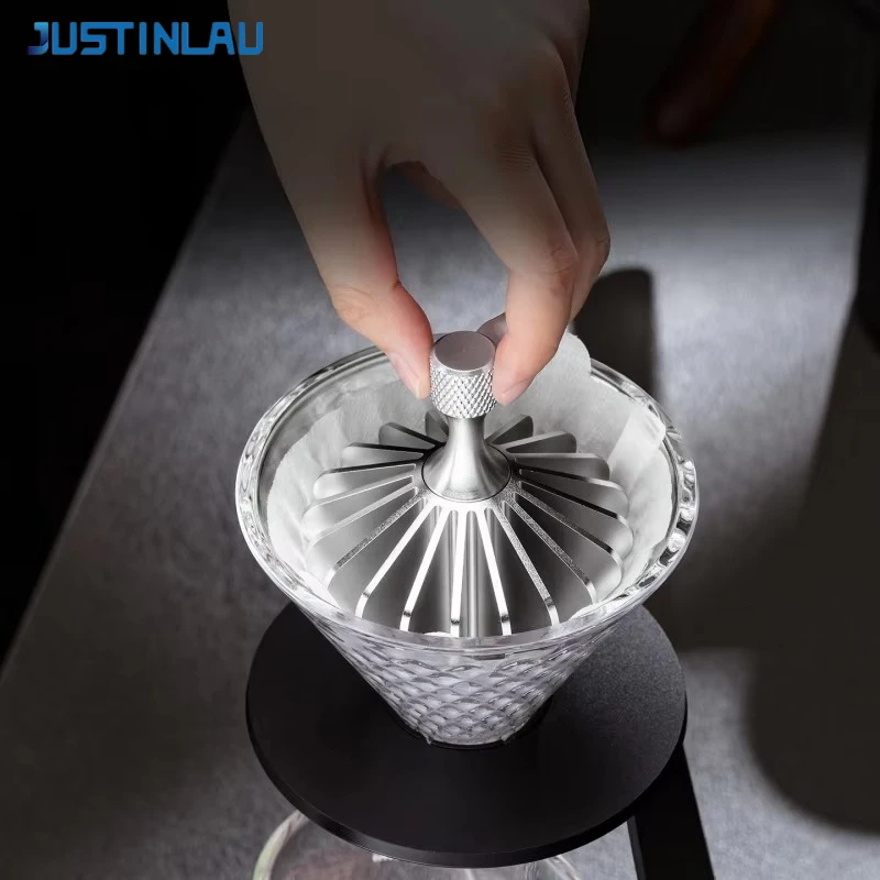 JUSTINLAU Aluminum Alloy Pour Over Coffee Filter Paper Presser Universal for U-shaped V-shaped& Bowl-shaped Filters Barista Tool